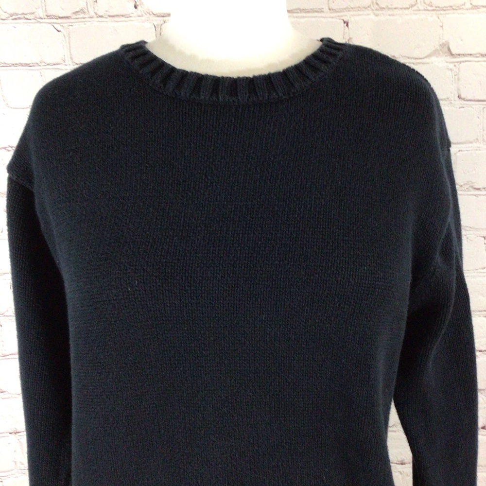 Nordstrom Navy Blue Long Sleeve Crew Neck Cotton Sweater - Size Medium - Picture 2 of 7